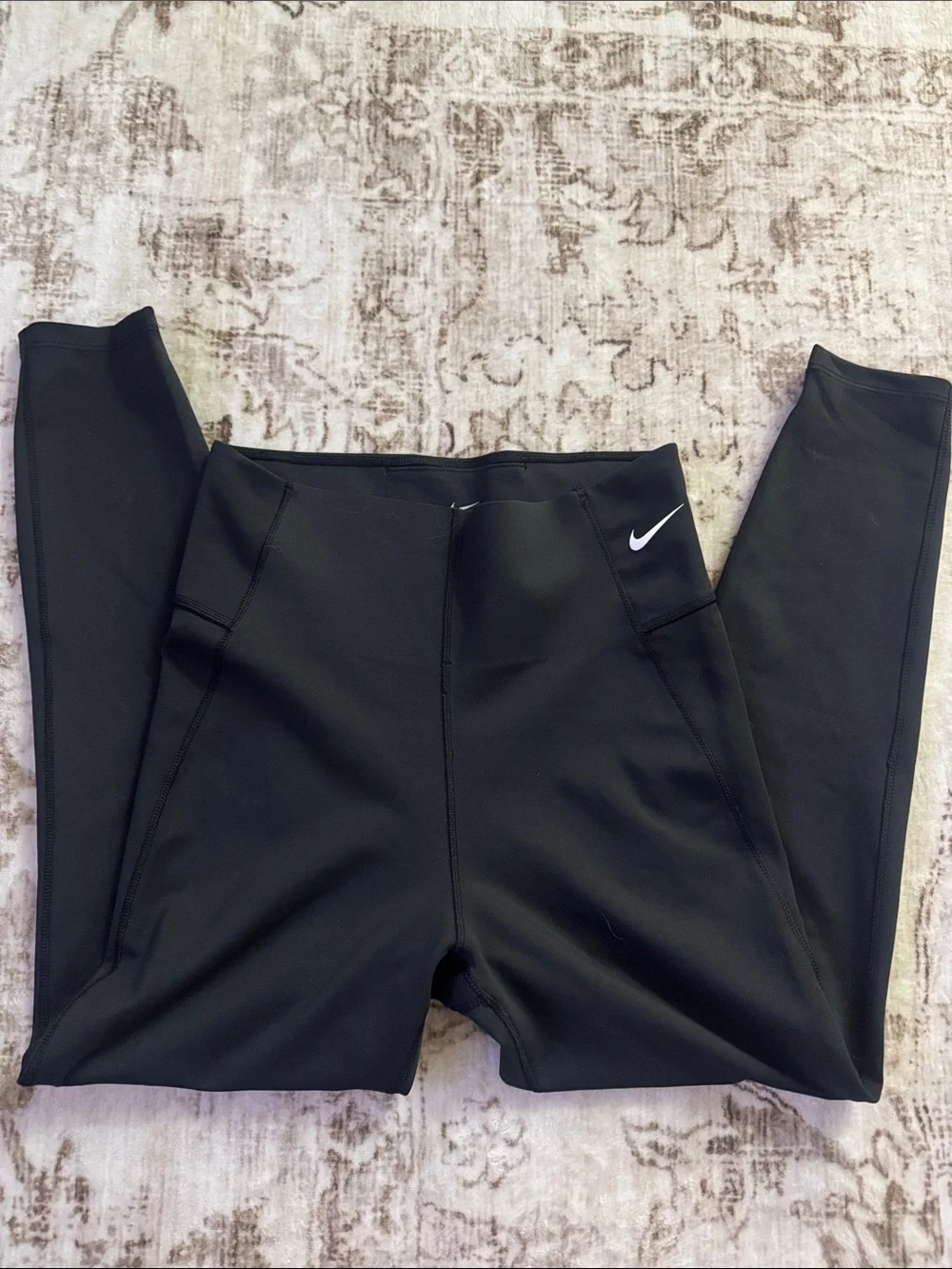 Nike Black Leggings with White Swoosh Logo